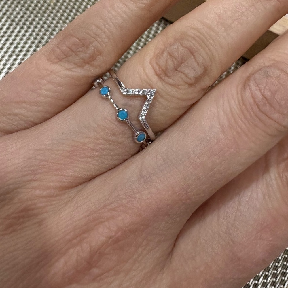 Zirconia, turquoise, gold plated dainty rings